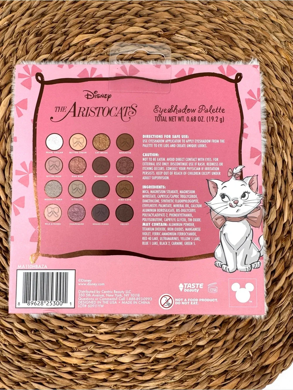 DISNEY The Aristocratics Marie Plush Fuzzy Eyeshadow Palette, NEW